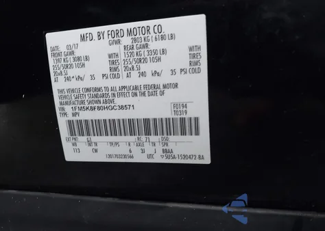 2017 Ford Explorer Limited z USA, uszkodzony, nr VIN 1FM5K8F80HGC38571